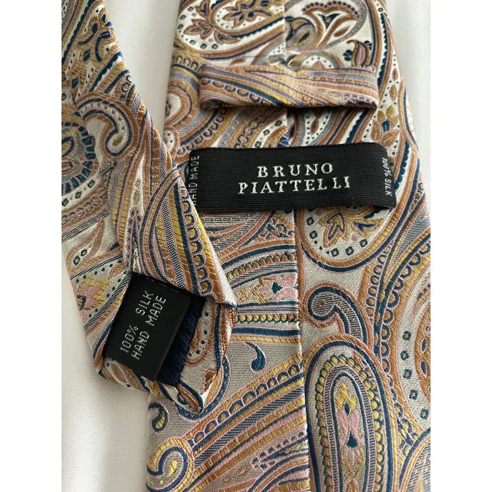 Bruno Piattelli handmade 100% Silk Paisley Tie 59